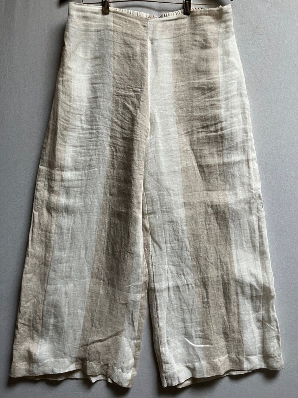 Banana Blue Striped 100% Linen High Waisted Wide Leg Pants L